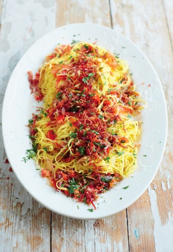 PARMA HAM & RED PEPPER WITH TAGLIERINI. 