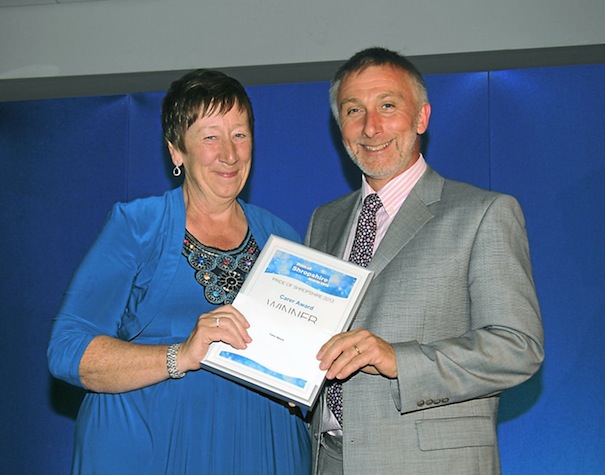 Pat Magner with David Coull, chief executive of Coverage Care, who sponsored the award.